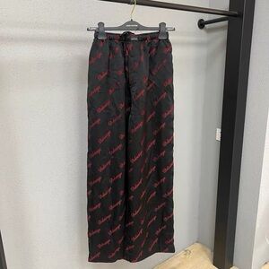 🚩steal authentic Balenciaga Black and Red Logo Pants
